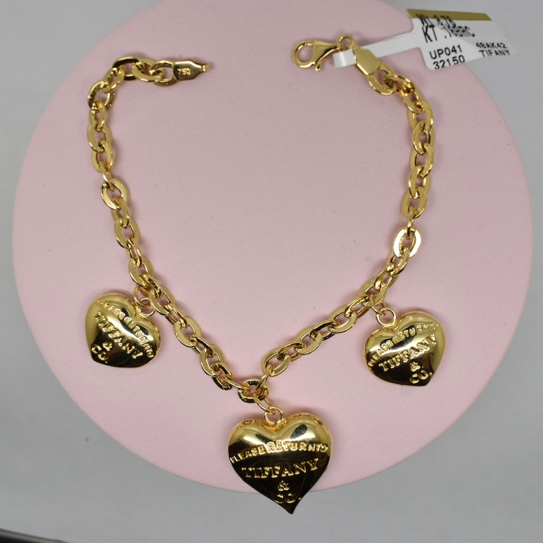 *LIMITED* Real 18K Gold - SJTFNY Hanging Heart Bracelet