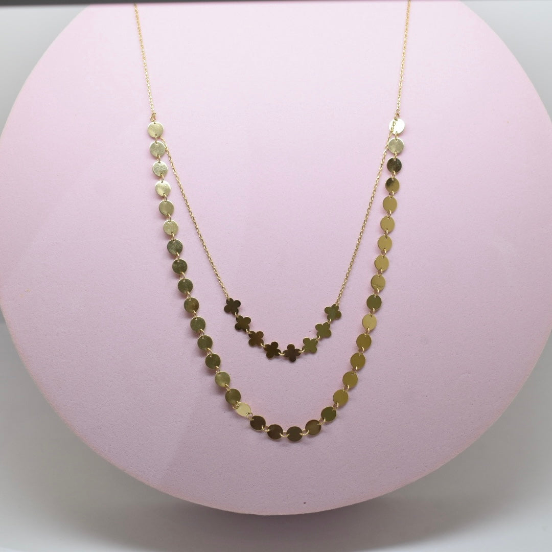 *LIMITED* 18K Gold - Layered Clover Circle Necklace