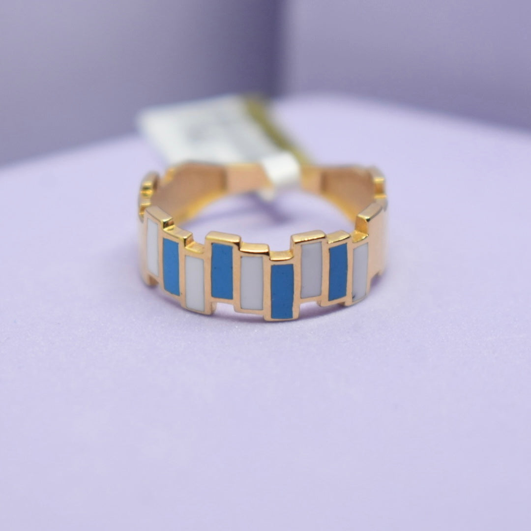 *SUMMER COLLECTION* 18K Gold - Bar Blue Enamel Ring