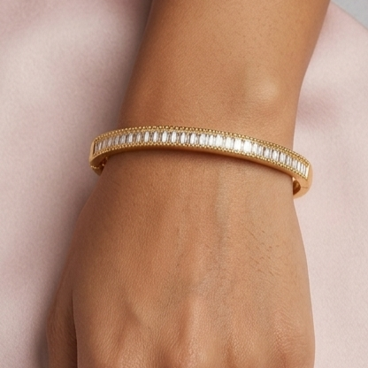 Premium Sterling Silver - Yellow Baguette Linear Bangle