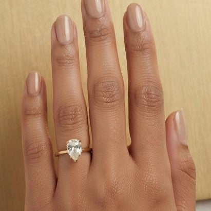 Fine 925 Sterling Silver - Yellow Single Stone Ring