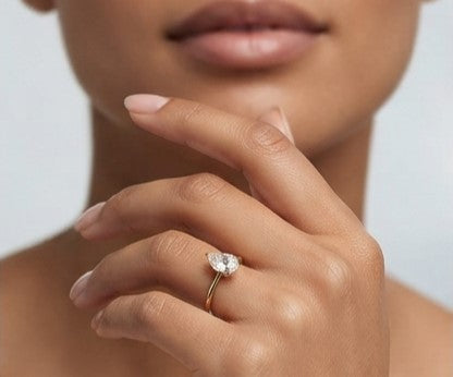 Fine 925 Sterling Silver - Yellow Single Stone Ring