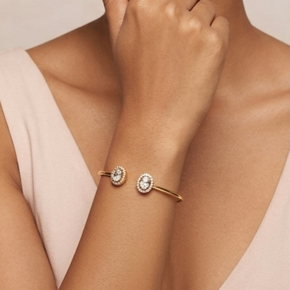 Premium Sterling Silver - Yellow Serenity Oval Bangle