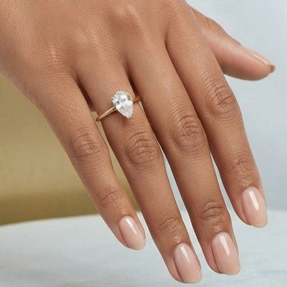Fine 925 Sterling Silver - Yellow Single Stone Ring
