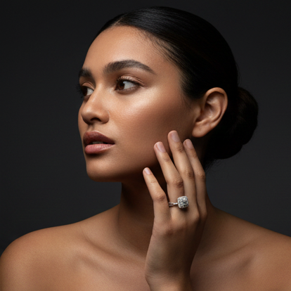 Fine 925 Sterling Silver - Square Stone Ring