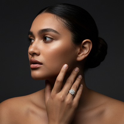 Fine 925 Sterling Silver - Square Stone Ring