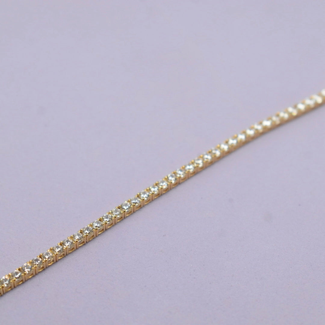 Real 18K Yellow Gold -  Tennis Bracelet