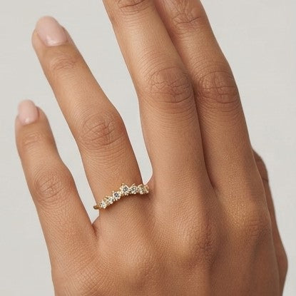 Fine 925 Sterling Silver - Yellow Crown Stacking Ring