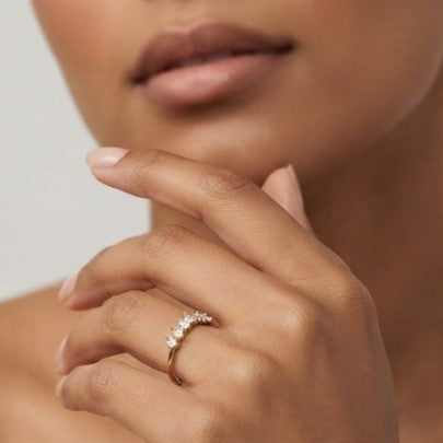 Fine 925 Sterling Silver - Yellow Crown Stacking Ring