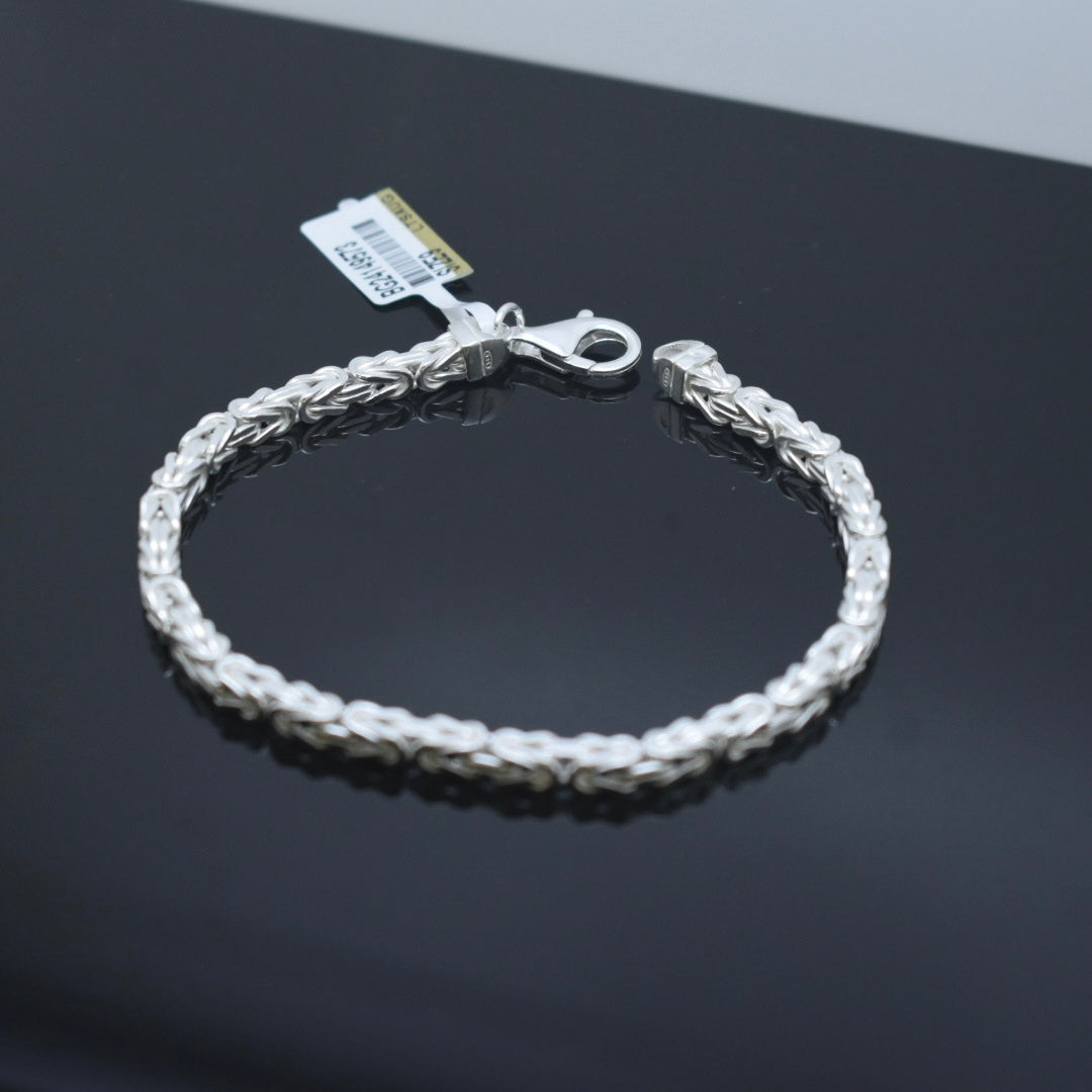 925 Sterling Silver - Thick Byzantine Bracelet