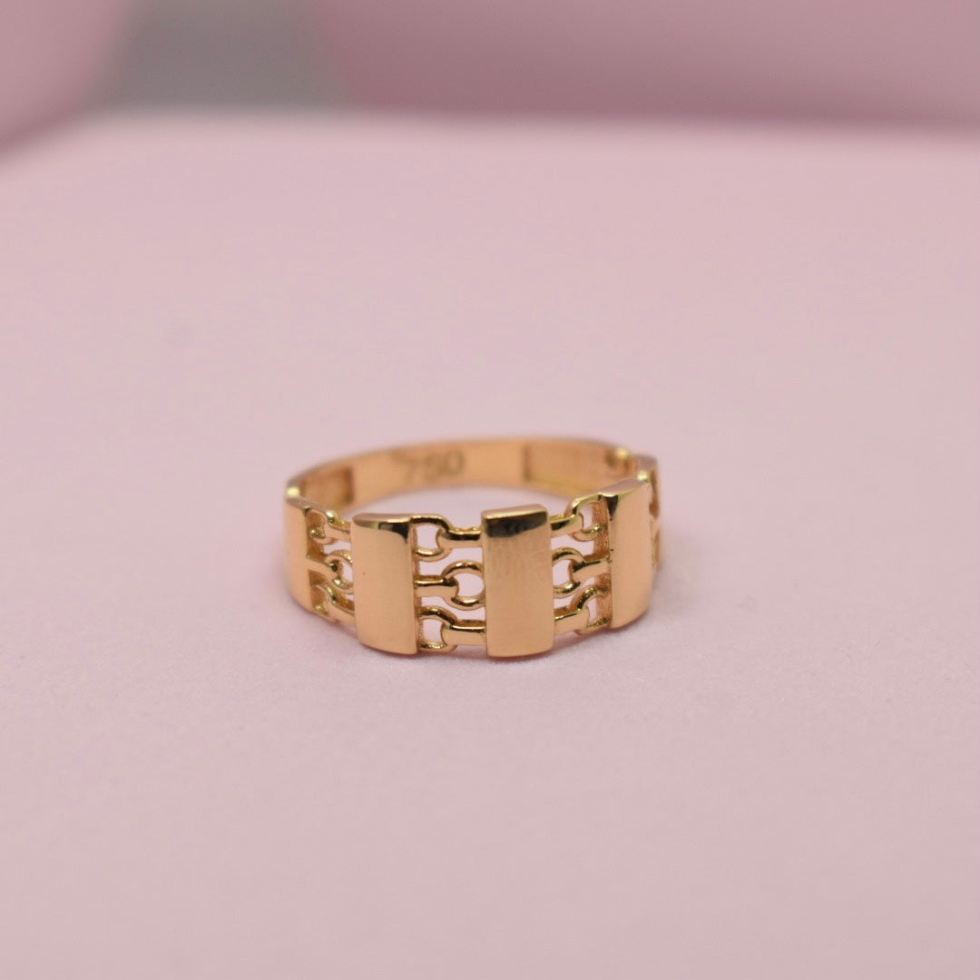 Real 18K Yellow Gold - Chains Ring (Size 7)