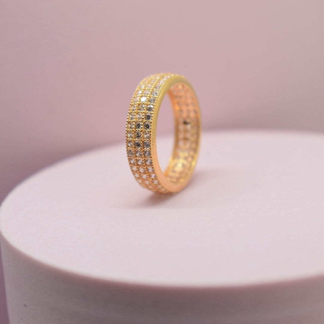 Real 21K Rose Gold - Zircon Engagement Band Ring
