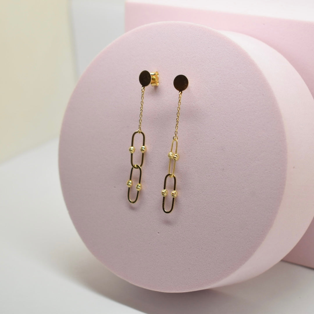 *LIMITED* Real 18K Gold - Paper Clip Ball Earrings