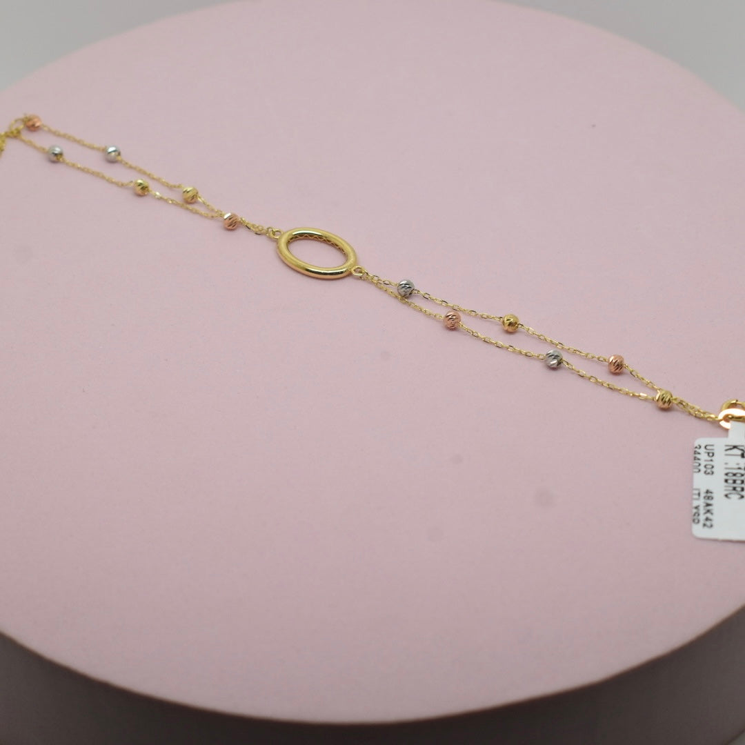 Real 18K Yellow Gold - Oval Double Chain Bracelet