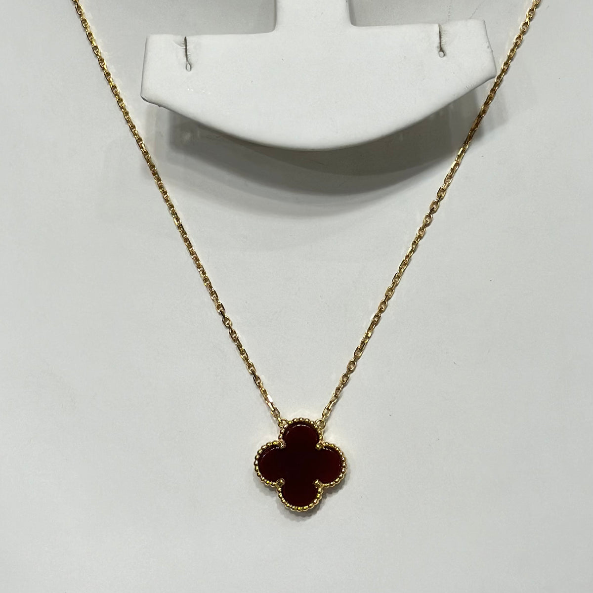 Real 18K Yellow Gold - SJVC 14mm Red Necklace