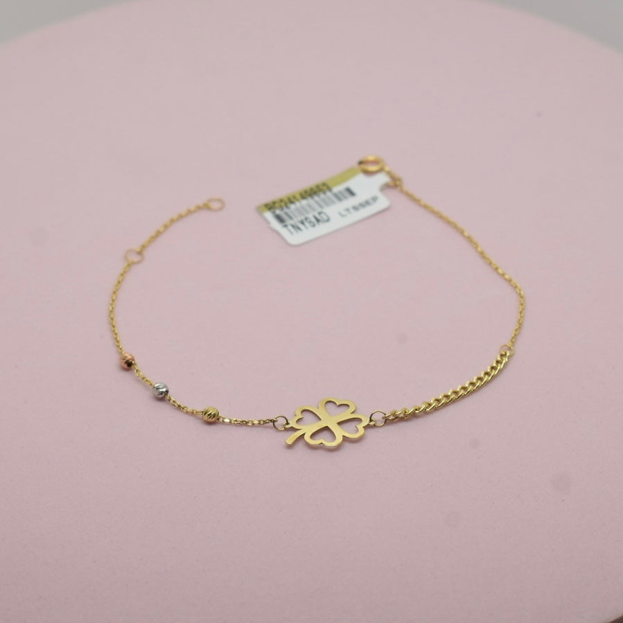 Real 18K Yellow Gold - Lucky Clover Bracelet