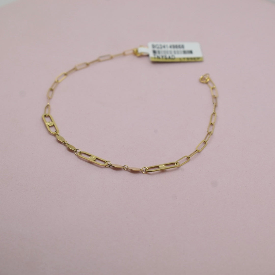 Real 18K Yellow Gold - Paper Clip Link Bracelet