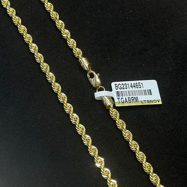 Textured Rope Chain 18k Yellow Gold Necklace 5mm Solid Lifetime Warranty Textured Rope Chain 18k Yellow Gold Necklace 5mm Solid Lifetime Warranty