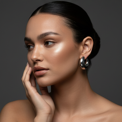 925 Sterling Silver - Chunky Mirror-Finish Dome  Earring