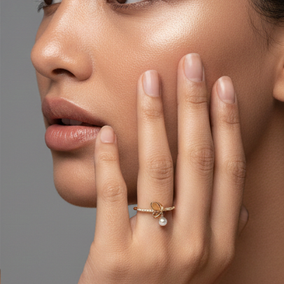 Fine 925 Sterling Silver - Yellow Butterfly Pearl Ring