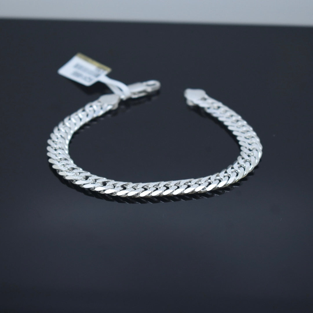 925 Sterling Silver - Medium Textured Curb Bracelet