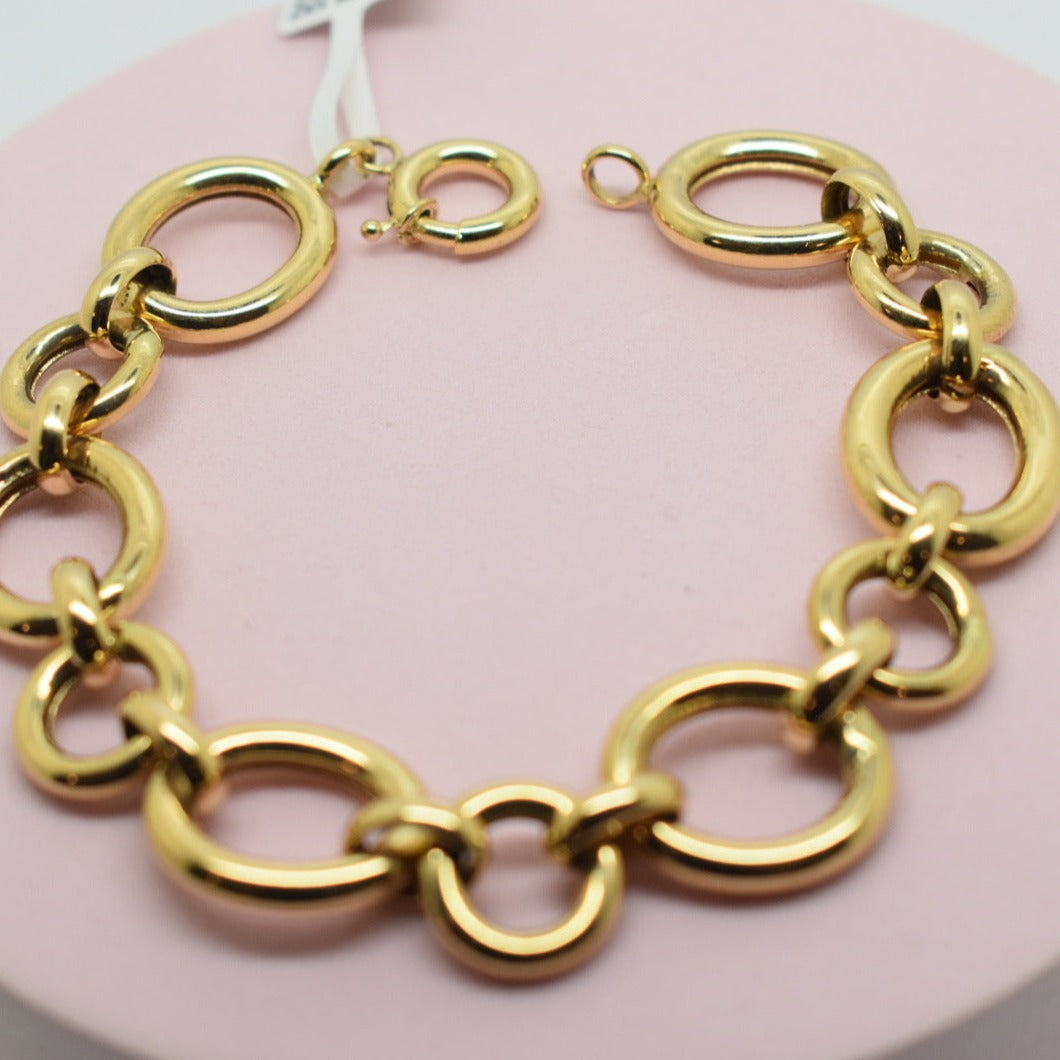 Real 18K Yellow Gold - Chunky Circles Bracelet