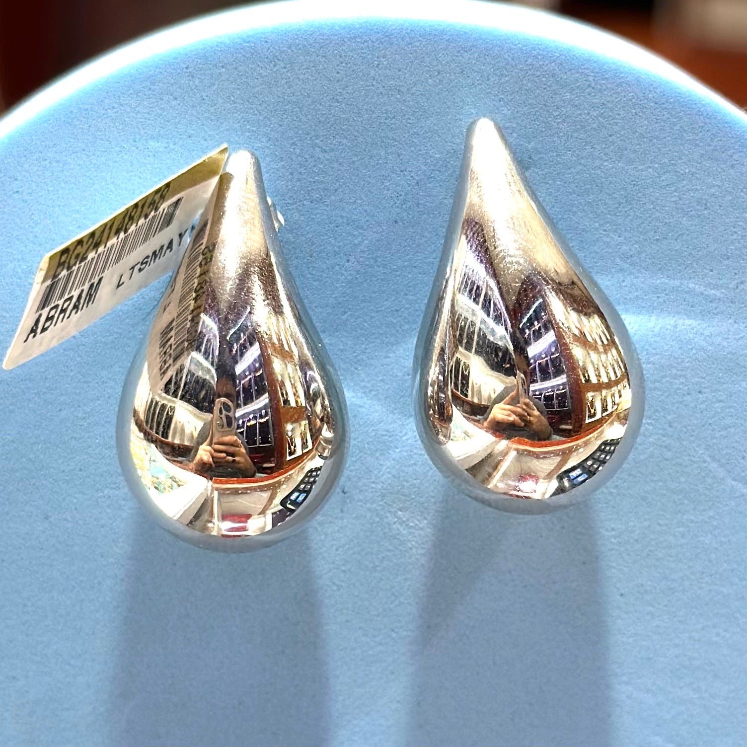 Real 18K White Gold - Teardrop Big Earrings