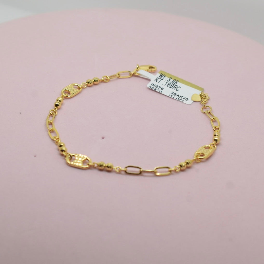 18K Gold - Link Gold Ball Bracelet