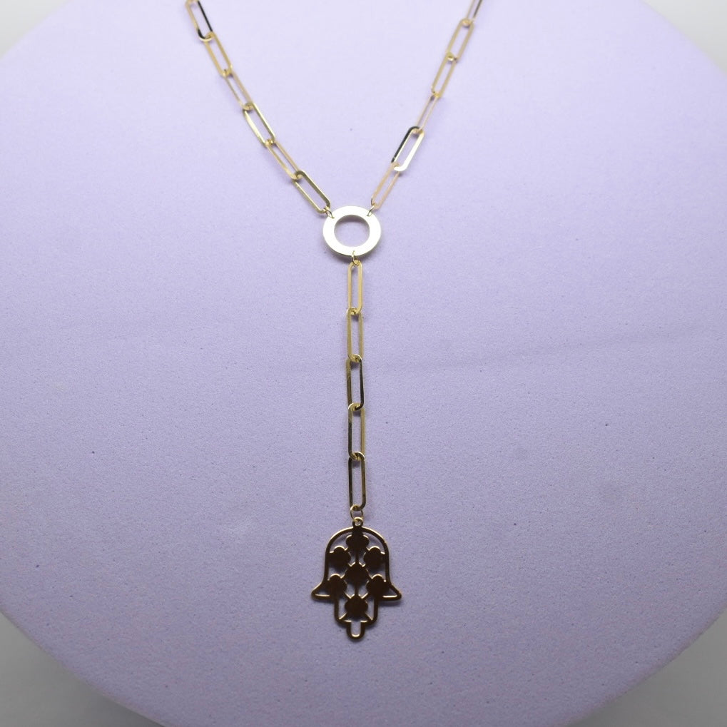 *LIMITED* 18K Gold - Hamsa Hand Paper Clip Necklace