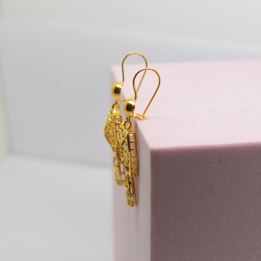 *SPECIAL* 21K Yellow Gold - Kuwaiti Plain Square Earring