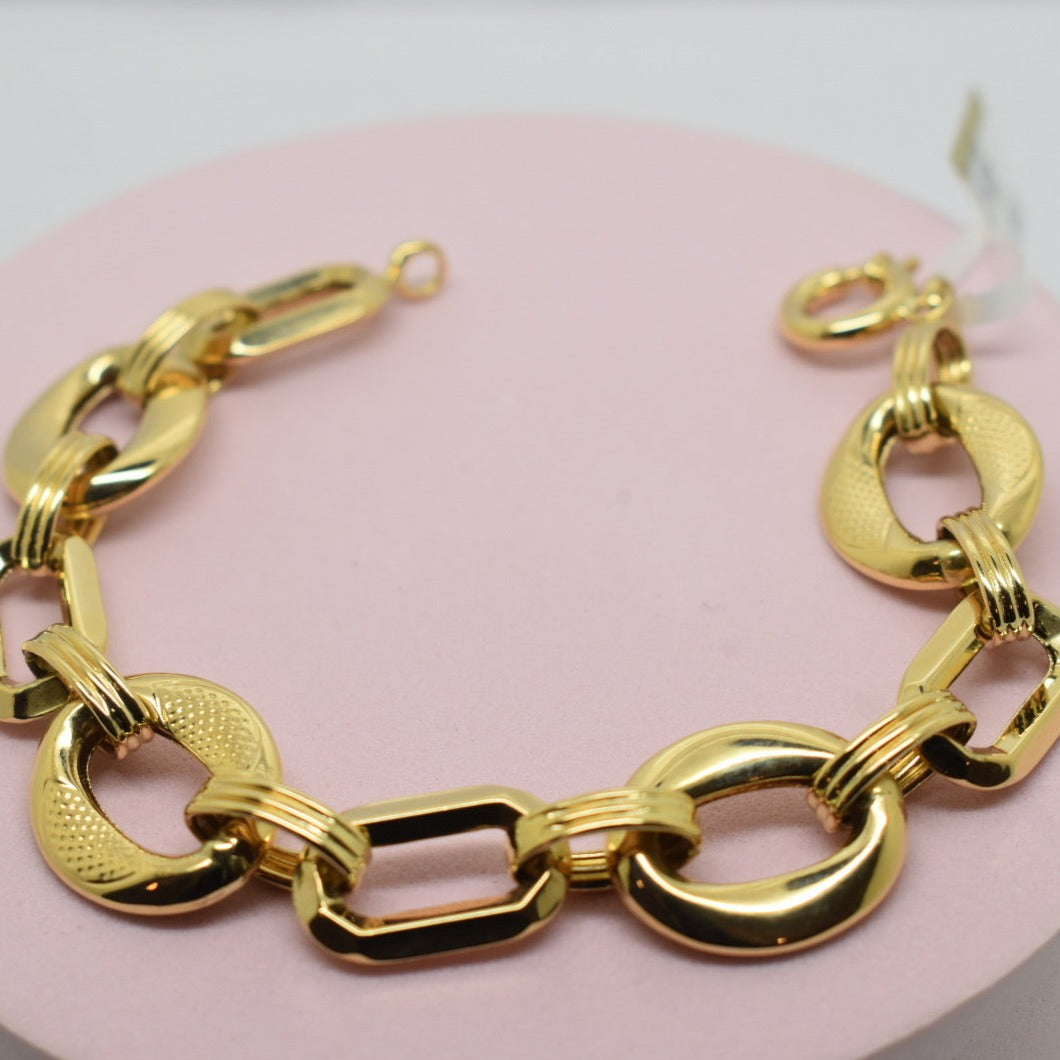 Real 18K Yellow Gold - Chunky Omega Link Bracelet