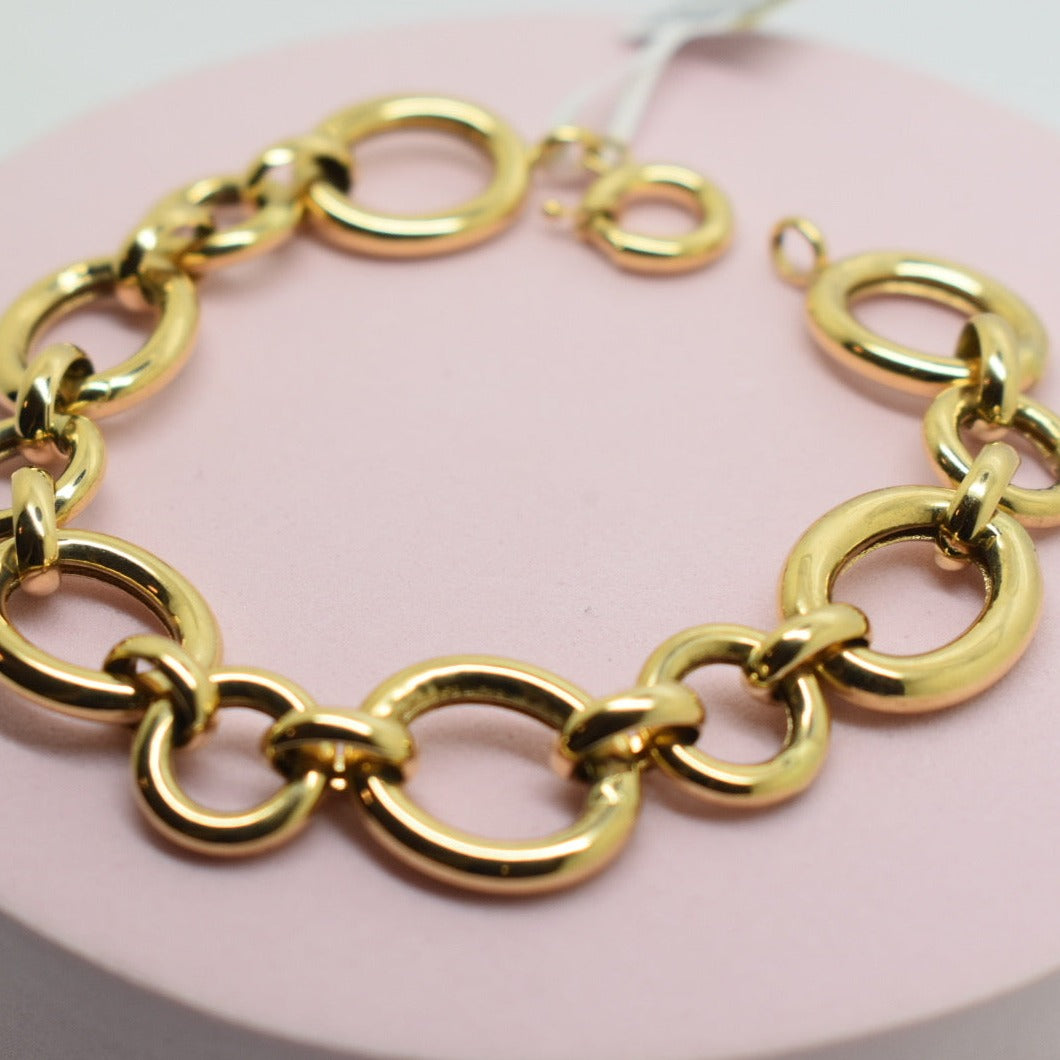 Real 18K Yellow Gold - Chunky Circles Bracelet