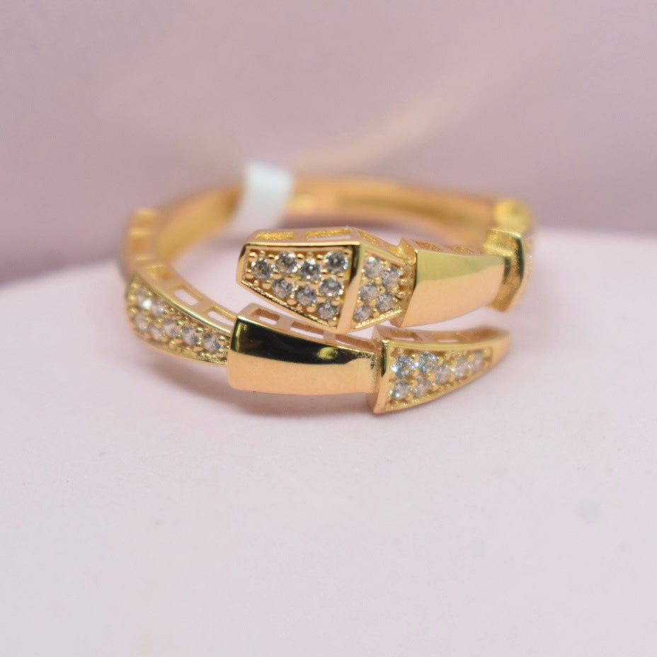 Real 18K Yellow Gold - SJBVL Stone Serpenti Ring