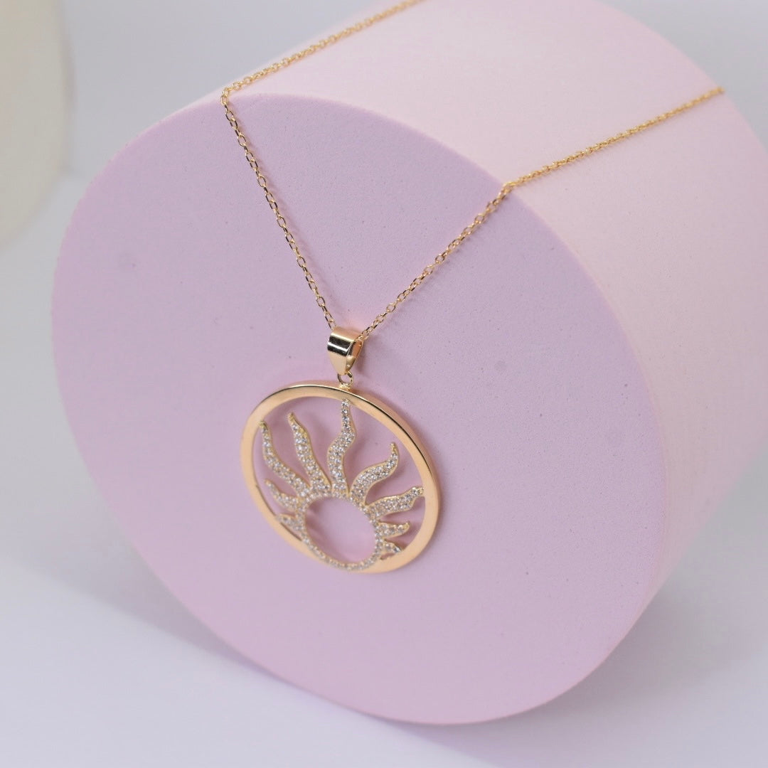 Real 18K Yellow Gold - SJCHPD Happy Sun Necklace