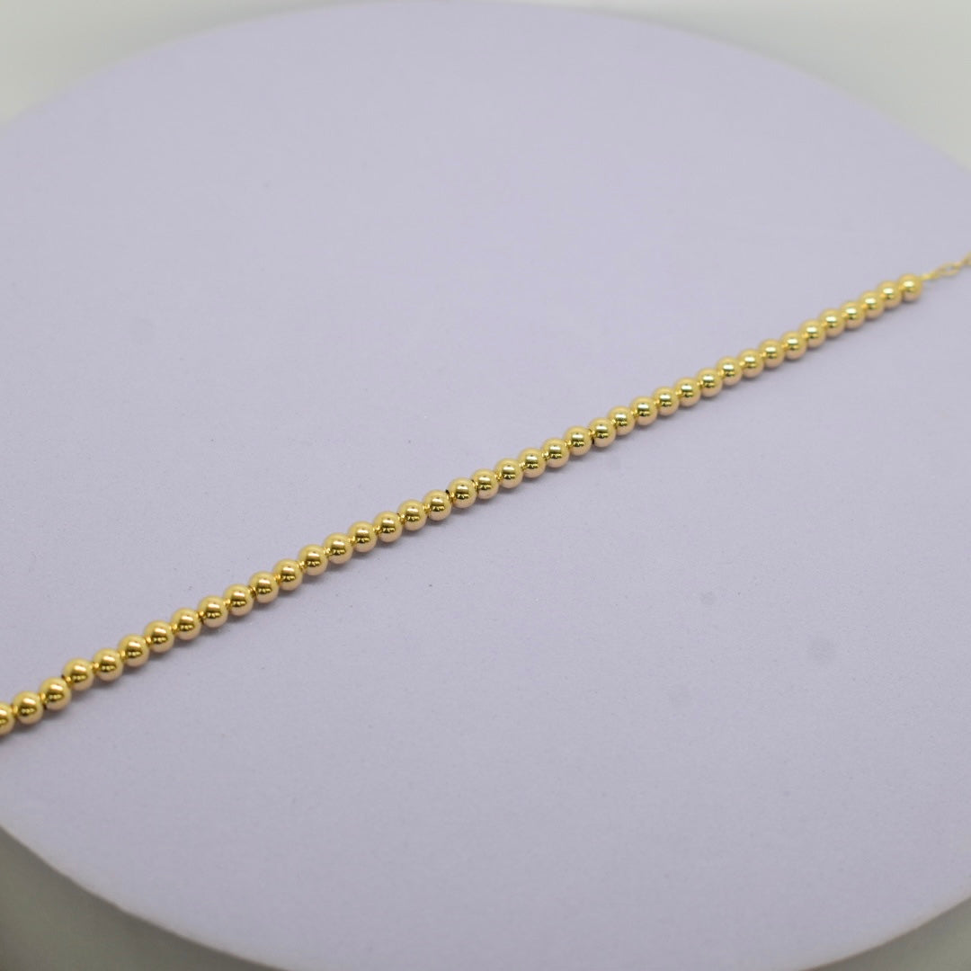 Real 18K Yellow Gold -  Thin Bubble Bracelet