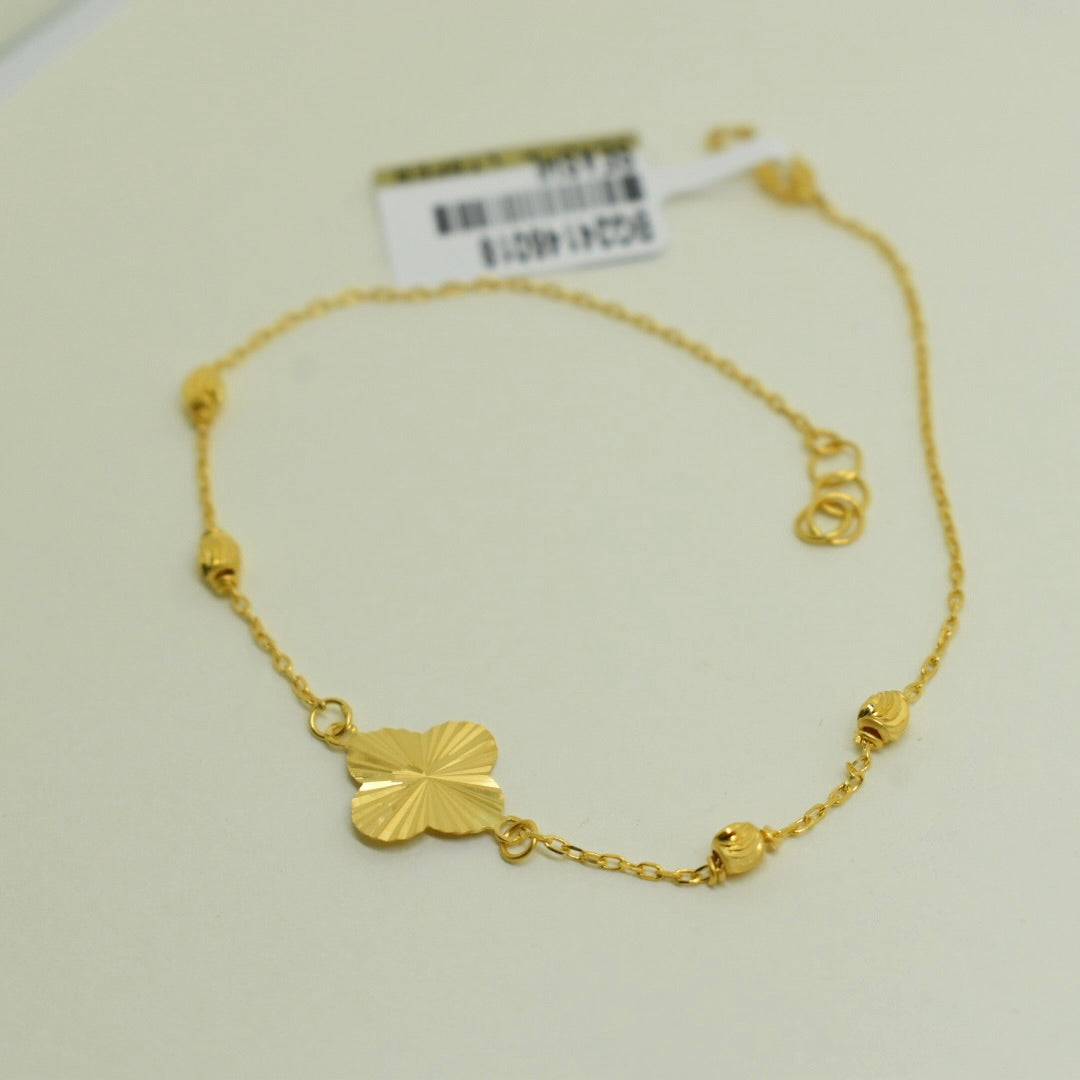 *NEW* 21K Yellow Gold - Arabic Cut Ball Single Flower Bracelet