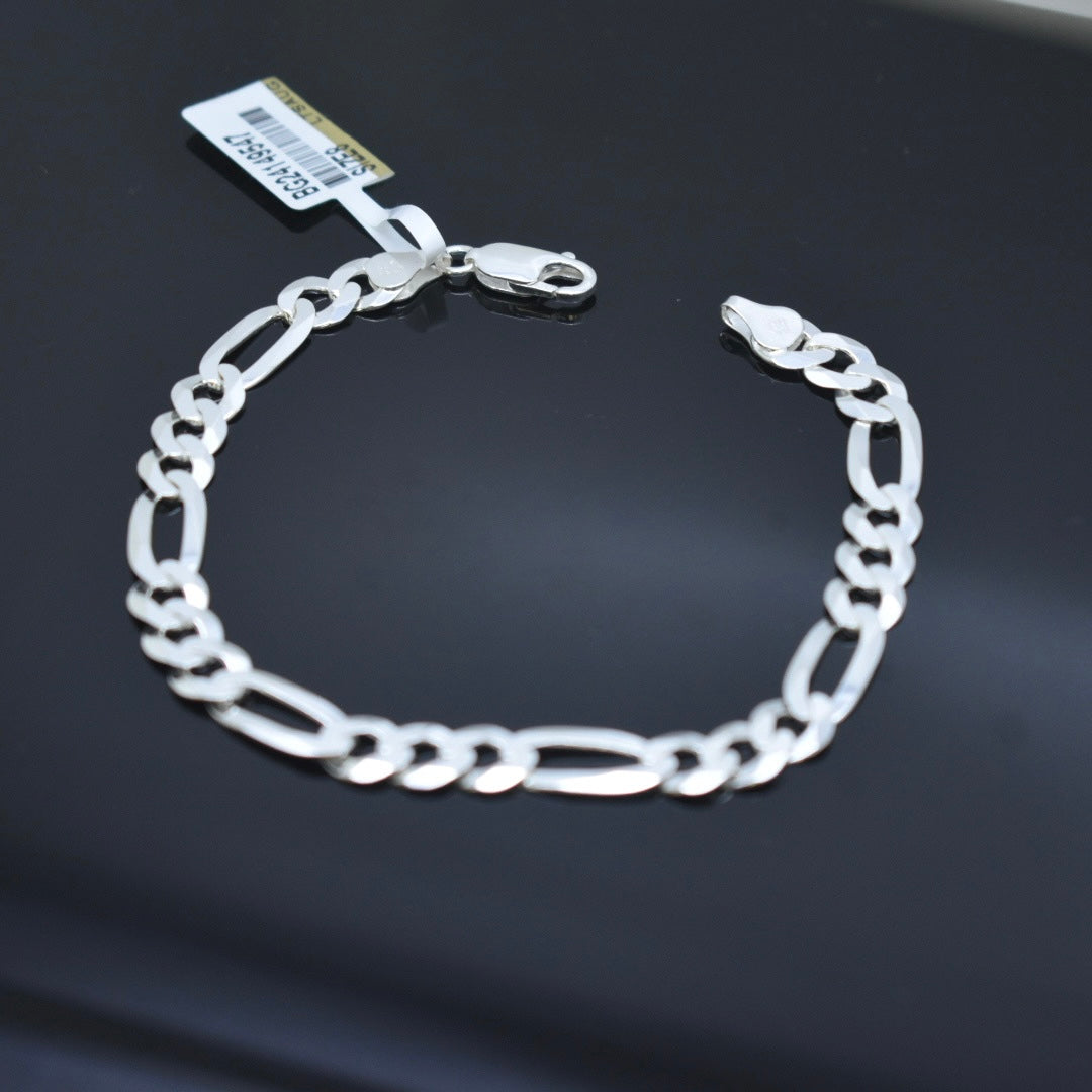 925 Sterling Silver - Figaro Thick Bracelet