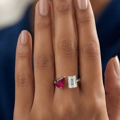 Fine 925 Sterling Silver - Iris Pink Gemstone Open Ring
