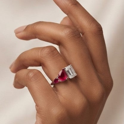 Fine 925 Sterling Silver - Iris Pink Gemstone Open Ring