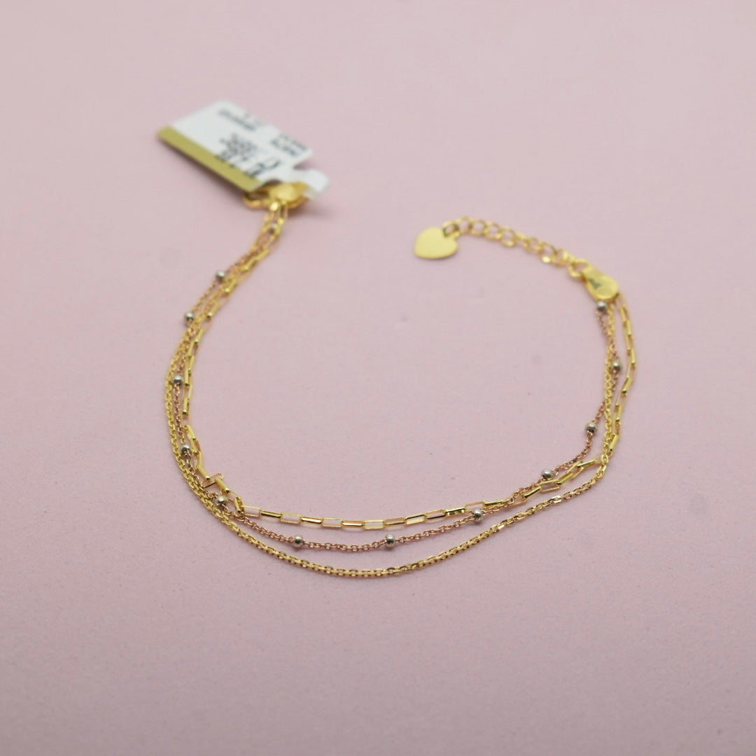 18K Gold - 3 Line Paper Link Bracelet