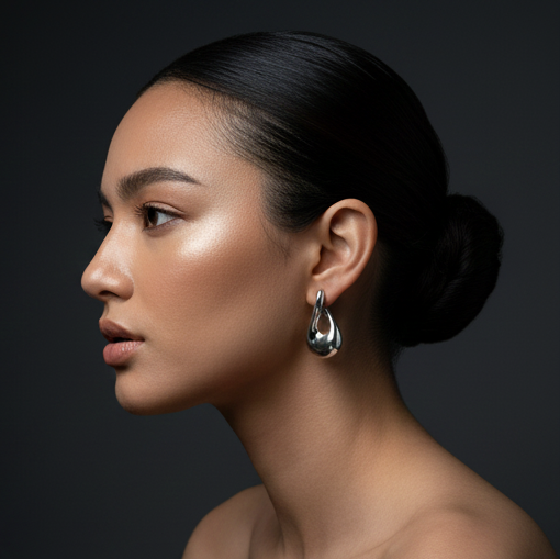 925 Sterling Silver - Open Teardrop Earring