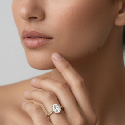 Fine 925 Sterling Silver - Yellow Oval Shape Stone Ring