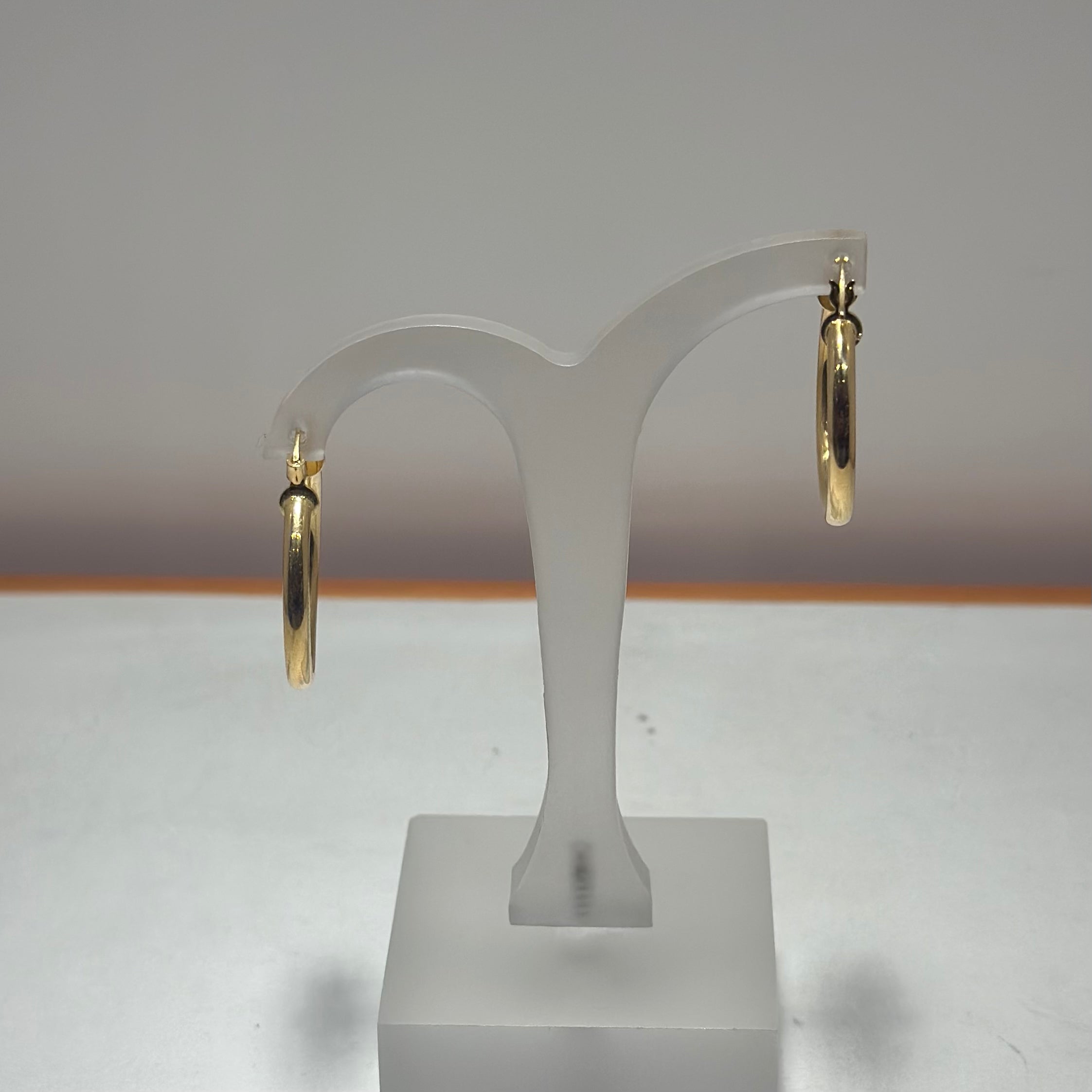 Real 18K Yellow Gold - Plain Hoop Earrings