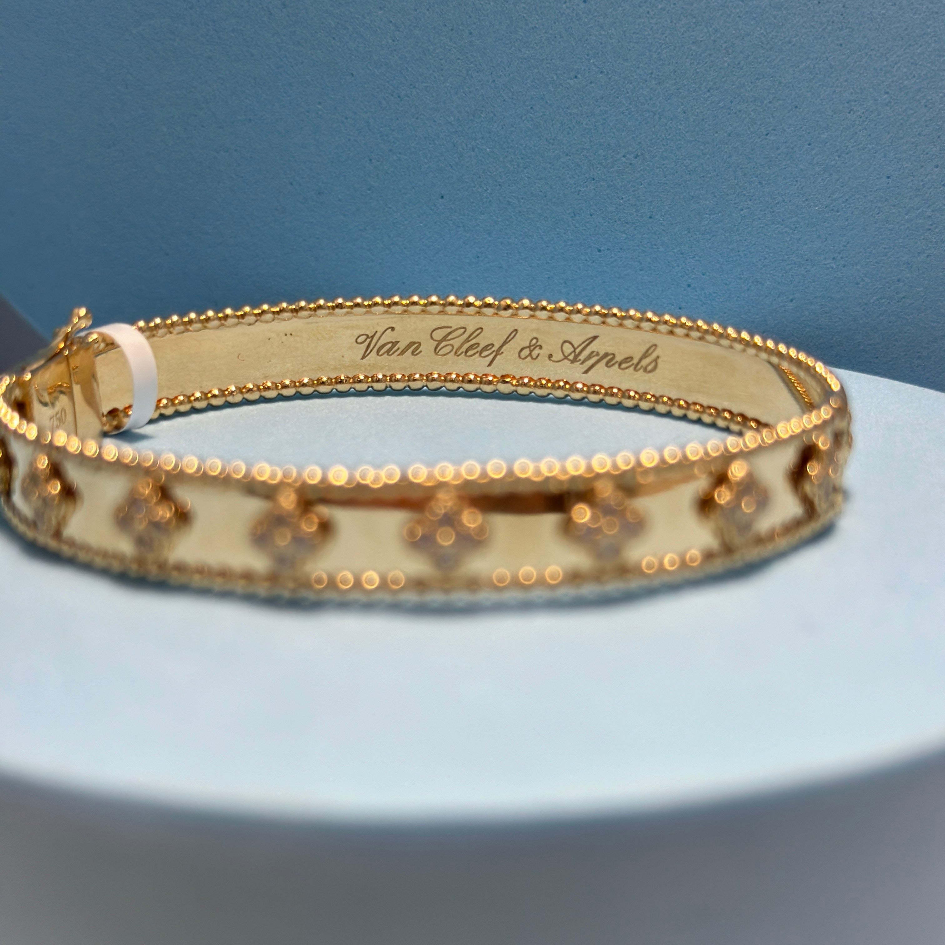 Real 18K Yellow Gold - SJVC Clovers Bangle (Sizes Available)