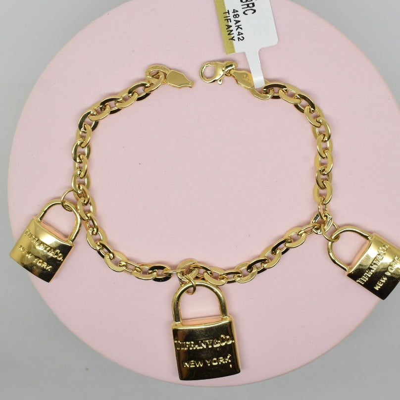 *LIMITED* Real 18K Gold - SJTFNY Hanging Lock Bracelet