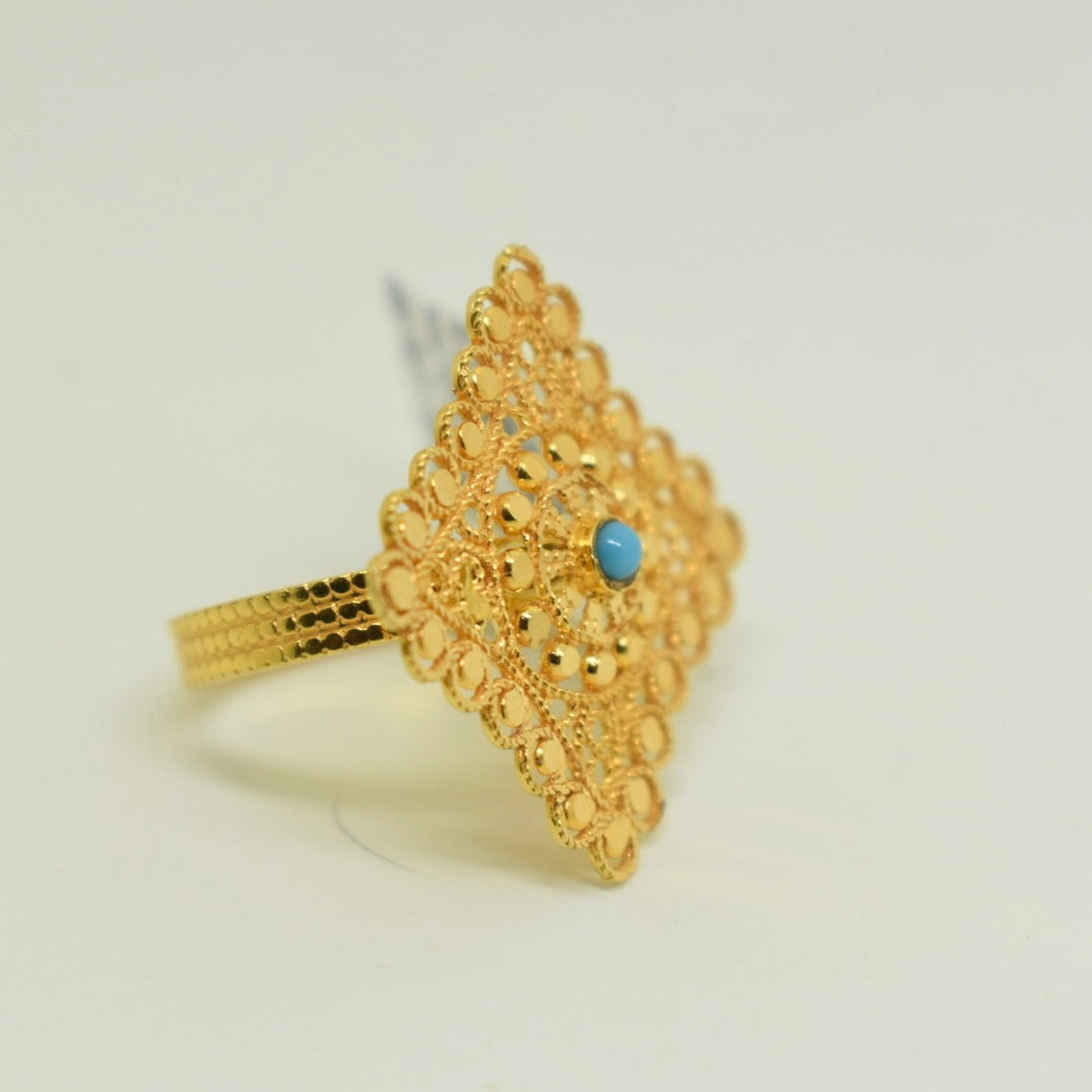 *NEW* 21K Yellow Gold - Arabic Feroza Stone Ring