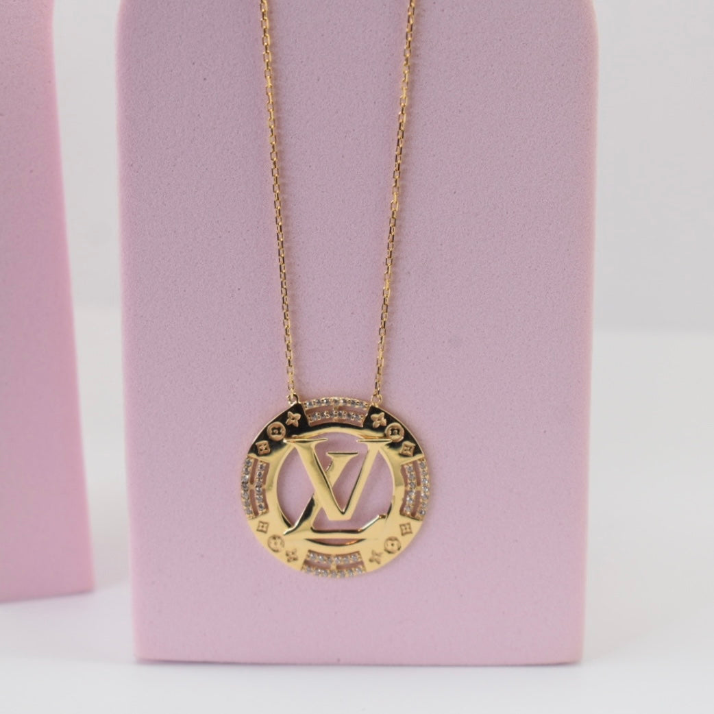 Real 18K Yellow Gold - SJLV Stone Necklace