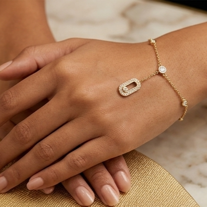 925 Sterling Silver - Yellow SJMSK Zircon Drop Station  Bracelet