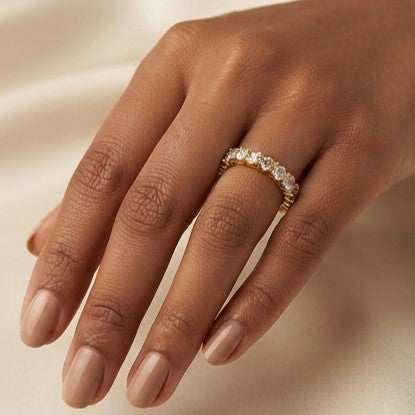 Fine 925 Sterling Silver - Yellow - Full Stone Ring