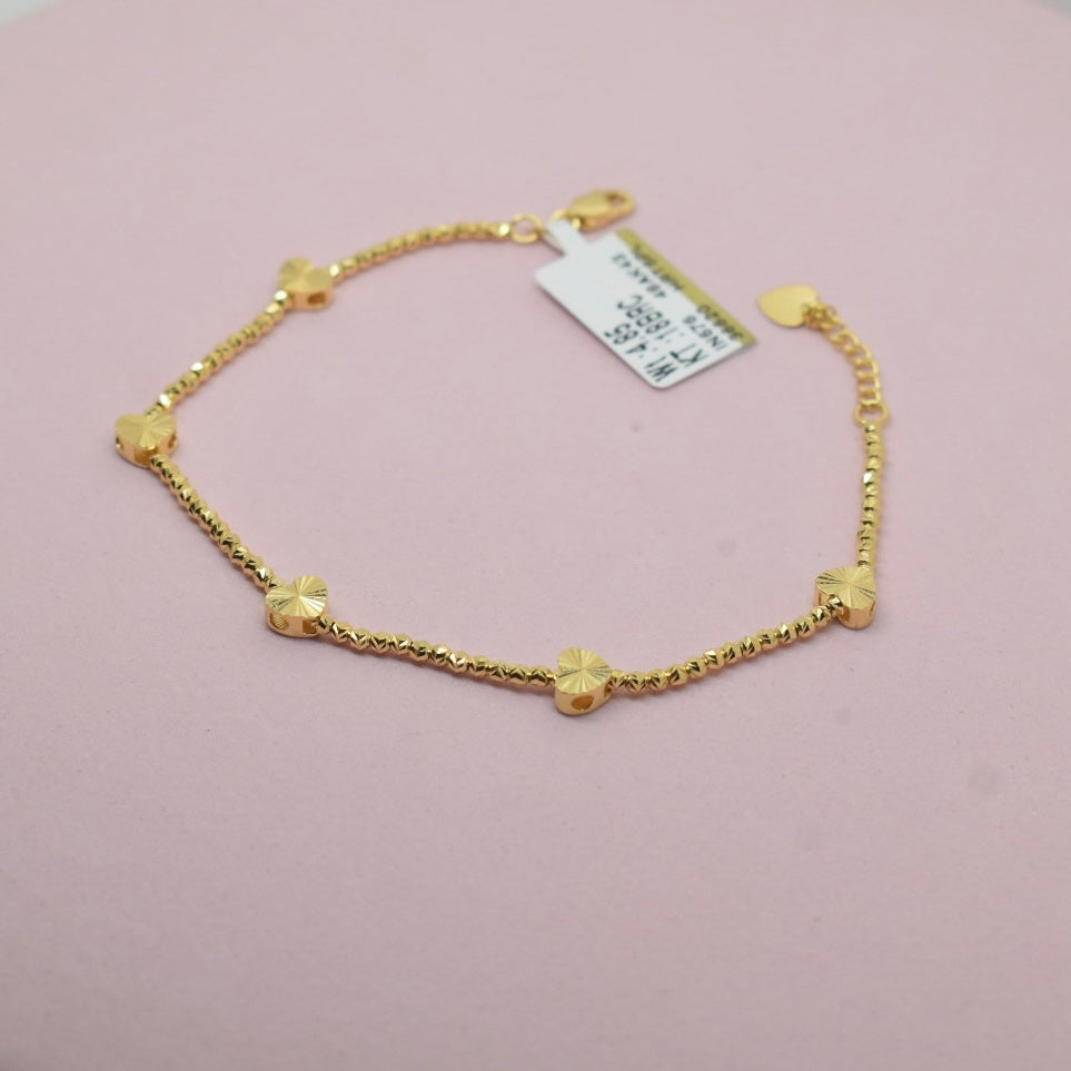 18K Gold - Gold Heart Color Bracelet